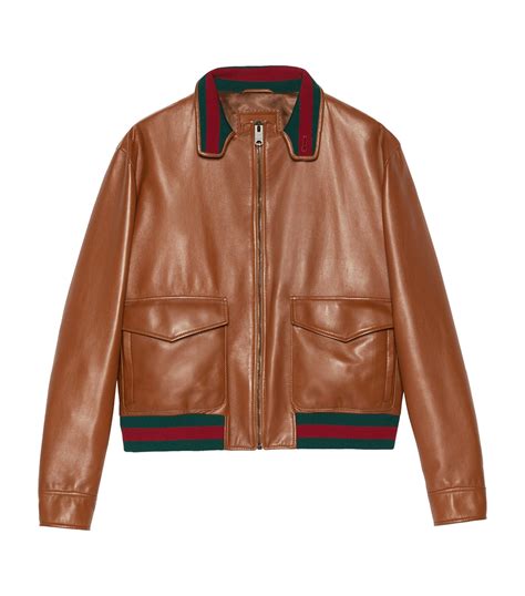 used gucci leather jacket|Gucci bomber jacket men's.